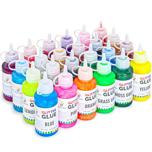 Glitter Glue (Value Pack - 24 Colors) | Washable Glittery Art Glue | Essential Slime Supplies for Slime Making and Arts & Crafts Projects | Non-Toxic & Safe for Kids