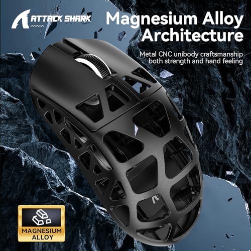 ATTACK SHARK R3 Magnesium Alloy Mouse, Wireless 8K Mouse, 46g SUPERLIGHT Mouse, PixArt PAW3395 Gaming Sensor, BT/2.4G/Wired Gaming Mouse, Adjustable DPI 26000, Office Mice for Win11/Xbox/PS/Mac -Black – Image 4