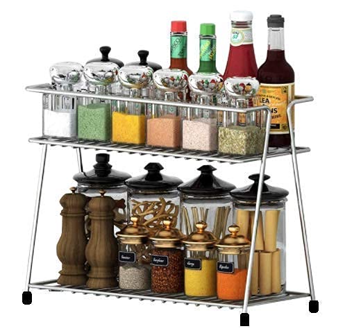 COLLLECTION Stainless Steel 2 Layer Kitchen Spice Rack| Modular Storage Rack | Kitchen Organizer Multipurpose Storage Shelf/Rack, Silver Online at Low Prices in India — photo 6