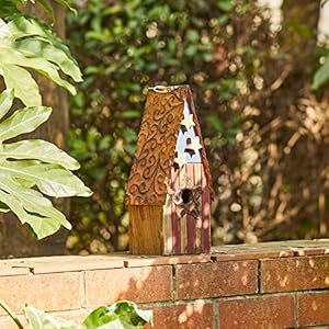 Glitzhome Wooden Hanging Patriotic USA Distressed Garden Bird House for Outdoors 12.5" H Glitzhome Wooden Hanging Patriotic USA Distressed Garden Bird House for Outdoors 125 H