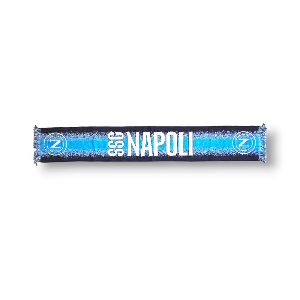 3R Sport SSC Napoli Jacquard Scarf Official Product 100% Acrylic, Light Blue, White, Blue