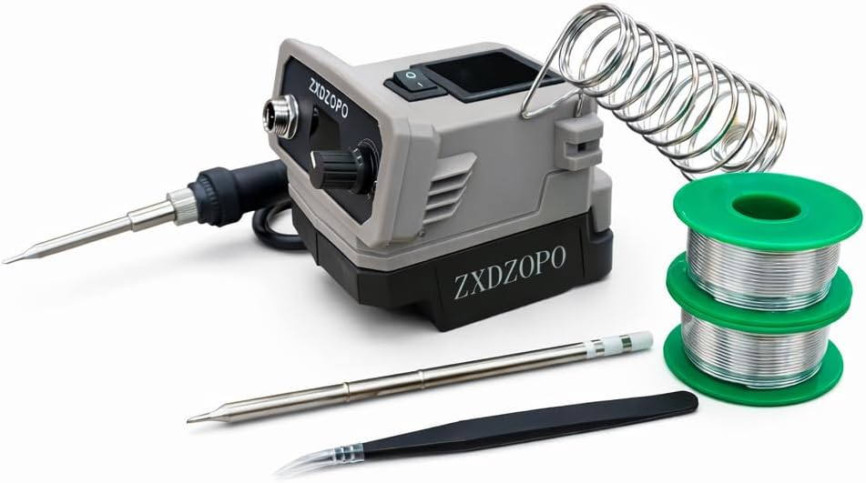 Cordless Soldering Iron Station 20V Blue Black, Fast Heating, Adjustable Temperature 150°C-480°C (302°F-896°F), LED Display, Temperature Memory, Auto Sleep, (Battery Not Included)