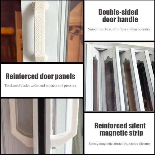 Waterproof Accordion Interior Doors, PVC Multifold Folding Doors with Double-Sided Handles, Seal Kitchen Fumes, Easy Installation Fittings for Home and Office
