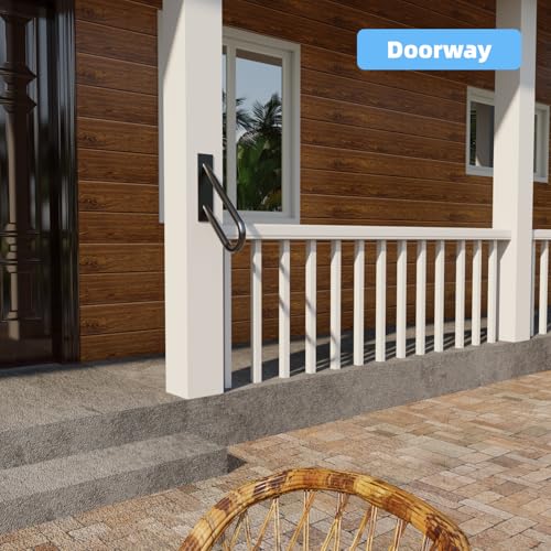 YEOOE Handrails for Outdoor Steps Wall Mount, Railings for 1-2 Steps, U-Shaped Handrail with Matte Black Finished, Stair Handrails for Garage, Porch, Yard and Garden (18" Length, 1.25" Pipe) by YEOOE - Used condition - Image 5