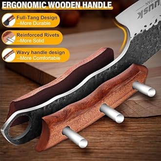 Huusk Butcher Knife for Meat Cutting, Meat Cleaver Heavy Duty with Sheath, Hand Forged Cooking Knives with Full Tang handle for Kitchen or BBQ, Christmas Gift for Men and Women