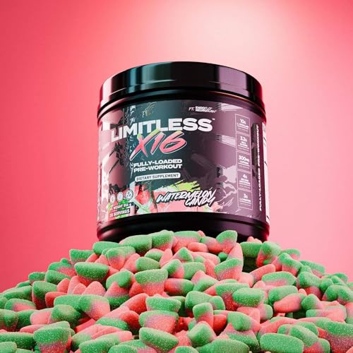 Image of Magnum Nutraceuticals Limitless x16 Fully Loaded Preworkout - 20 /40 Servings, Watermelon Candy Flavor, High-Energy, Focus, Strength & Endurance for Maximum Performance