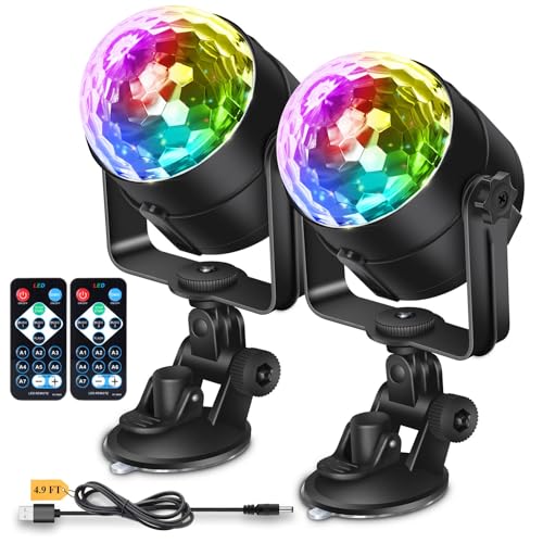 Apeocose 2-Pack Disco Ball Party Lights Sound Activated with Remote Control, USB Powered DJ Strobe Lamp for Easter Happy Birthday Graduation Party Decorations 2025 Home Room Decor Dance Party Supplies