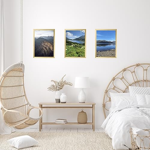 Image of JCJMY 9.5x13 Picture Frame Gold for Wall Hanging, Wall Mounting Horizontally or Vertically, 9.5 x 13 Wall Gallery Poster Photo Frame with Shatter Resistant Plexiglass,Gold