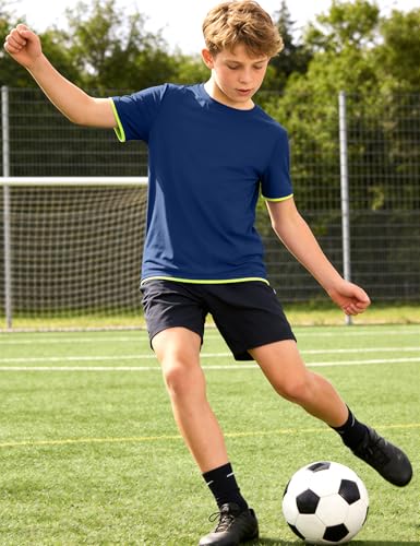 Image of Somaibo Boys Athletic Shirts Mesh Kids Short Sleeve T-Shirts Quick Dry Youth Activewear Tops for Teens