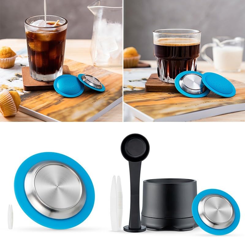 Whychstore Cápsula de café reutilizable, cápsula recargable de acero inoxidable 304 con filtro, compatible con máquinas de café estándar