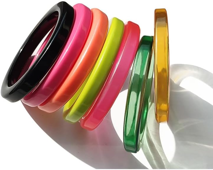 COLORFUL BLING Candy Color Resin Bangle Cuff Acrylic Neon Bangle Bracelet Wristband for Women Simple Geometric Wrist Wrap Jewelry - Image 3