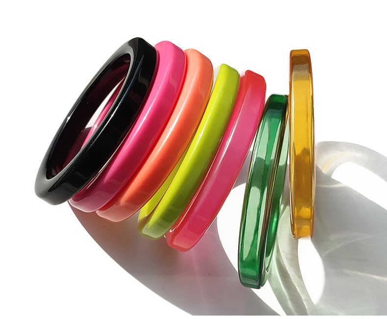 COLORFUL BLING Candy Color Resin Bangle Cuff Acrylic Neon Bangle Bracelet Wristband for Women Simple Geometric Wrist Wrap Jewelry2