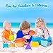 HUGCATY Beach Toys, Collapsible Sand Toys - 9pcs Sand Castle Building Kit: Foldable Sand Buckets, Shovels, Castle Molds & Packable Mesh Bag - Sandbox Toys for Toddlers, Kids Ages 3-12, Beach Travel