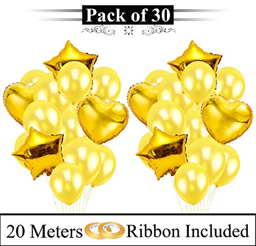 Image of AMFIN (Pack of 30) Birthday Decoration Combo / 1st Birthday decoration For Baby / 1st Birthday Decoration Items / First Birthday Party Decoration / First Birthday Party Decoration / First Birthday Decoration Girl - Golden