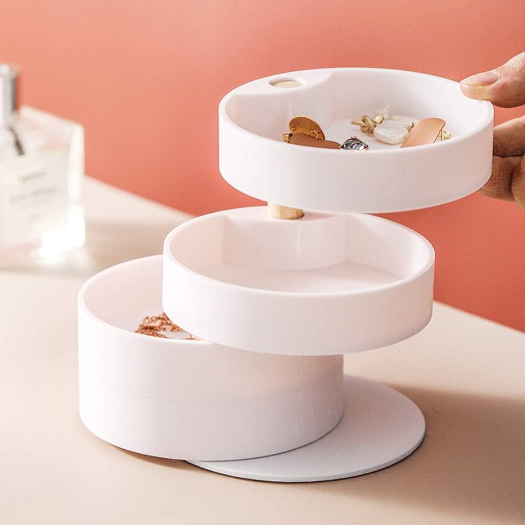 jewelry boxes 360°Rotating Jewelry Box 4 Layers Jewelry Organizer Box Rhombus Design Rings Necklace Bracelet Earrings Jewelry Holder 3.9x3.9in Jewelry Organizer (Jewelry Box With Lid F) (Jewelry