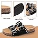 Women’s Cork Footbed Sandals Men’s Adjustable Buckle Flat Mules Slide Sandals, Fashion Studded Open Toe Slip On Summer Shoes for Casual Walking Outdoor Footwear Comfort Stud Flatform Sandals