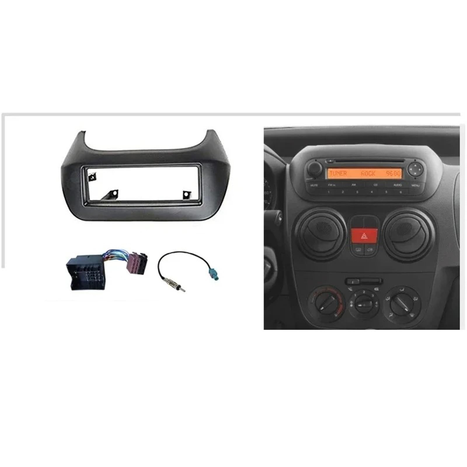Pannello Autoradio Fascia Per Auto 1Din Con Antenna Per Cablaggio Piastra Kit Cruscotto Per Pannello Radio Per Peugeot Bipper 2008+