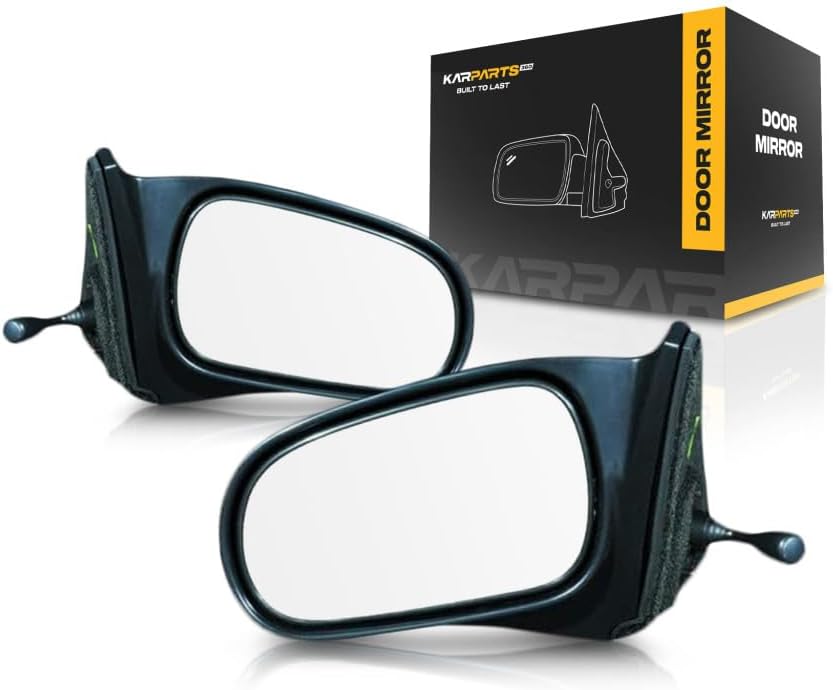 For Honda Civic 1996 97 98 99 2000 Door Mirror Driver and Passenger Side | Pair | Manual Remote | Non-Heated | Coupe/Hatchback | Textured Black | Replacement For 76250S00A05 | HO1320122