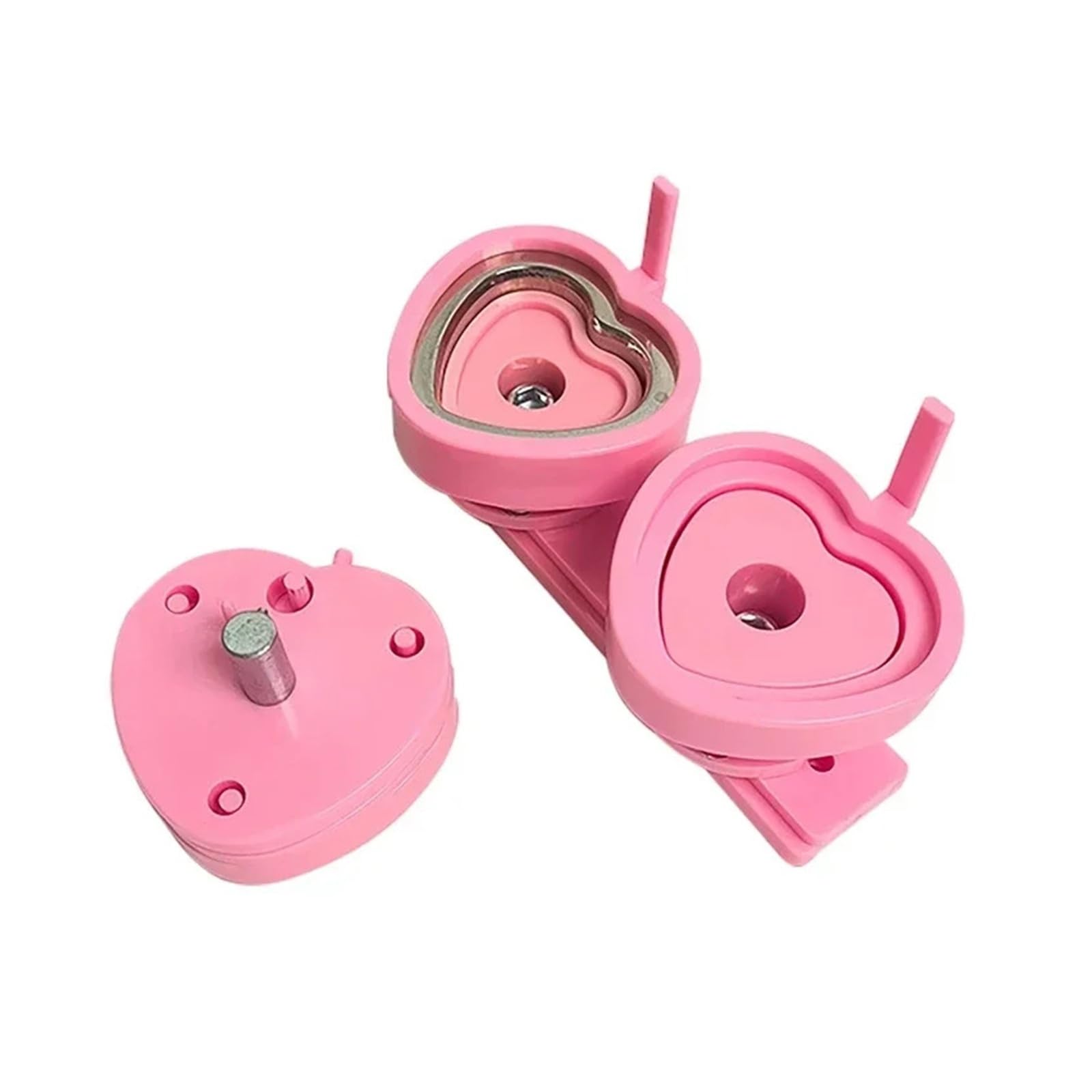 Moule en Forme de cœur Rose et Vert 57 * 53 mm for Machine à Badges à épingle, Compatible avec Les Machines à fabriquer des Badges à glissière. Ensembles suffisants(Pink Mold Only)