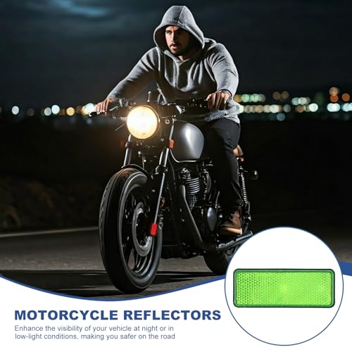Image of PATIKIL Rectangle Rear Reflectors, 2 Pcs Safety Reflective Warning Reflector Plastic Universal Motorcycle Reflector with M5 Screw Mount for Car Motorcycle Trailer Bike Bicycles, Green