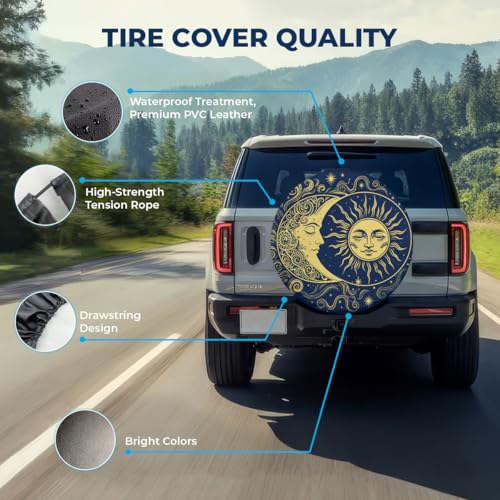 Image of GENANY Celestial Father's Day PVC Spare Tire Cover for RV Trailer, Waterproof, No Camera Hole, Size 16 Fits 29-31 Inch