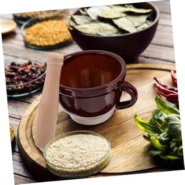 Cabilock Garlic Masher Tool Manual Home Garlic Press Ceramic Bowl Pestle Mincing Rosemary Powder Seasoning Powder