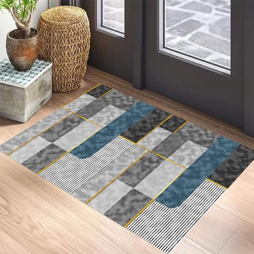 Tapis de passage 100x430cm lavable et tapis rectangulaire géométrique