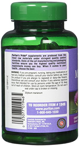 Puritan's Pride Milk Thistle 4:1 Extract 1000 Mg Softgels (Silymarin), 180 Count (Pack Of 2) #TOP1