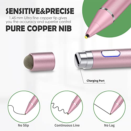 Image of Active Stylus Pen for Touch Screens,Dual Pen Tips for iOS & Android Drawing & Writing,High Precise Digital Pencil for Apple iPhone 17 /16 /15 /14 /13, iPad Air /Pro /Mini,Phone /Tablet /Sam-sung /Kin-dle- Pink