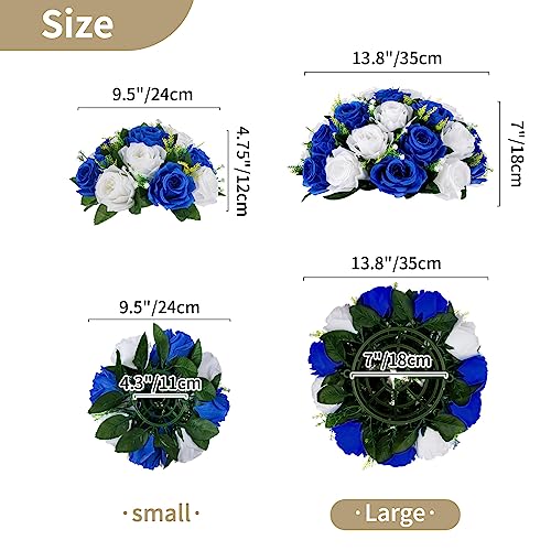 Boules fausses fleurs soie bleu et blanc pour créer un mariage de rêve