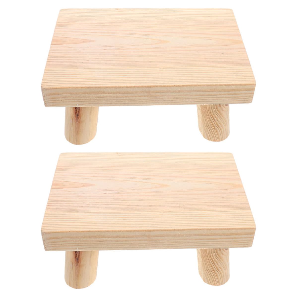 Toyvian 2 Piezas Taburete Pequeño de Madera, Corto y Móvil, Beige