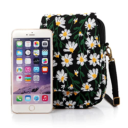 Image of SILKAREA Embroidered Cute Mini Crossbody Bag for Women Small Handbags Wristlet Wallet Bag Cell-phone Pouch Coin Purse
