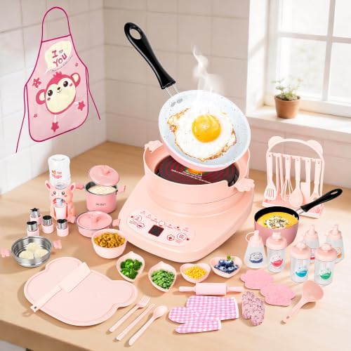 Mini Real Cooking Set for Teens ，42 PCS Electric Hot Plate Kit (P...