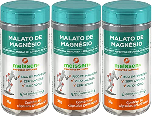 Malato de Magnésio 500 mg Meissen 60 Cápsulas Kit 3 Unidades