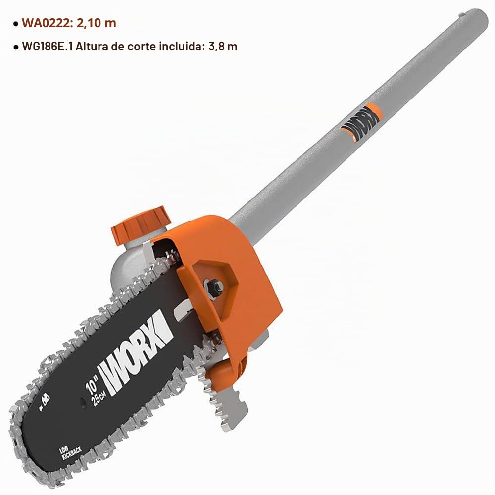 WORX WA0222 |Cabezal Motosierra para Herramienta Multifunción | 25 cm de espada | No incluye barra telescópica