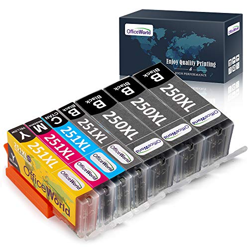 OfficeWorld Compatible 250XL 251XL Ink Cartridges Replacement for Canon 250 251 PGI-250XL CLI-251XL, Compatible with Canon PIXMA MX922 MG7520 MG5520 MG5420 MG7120 MG6320 MG6620 IP8720 MG5620 Printer