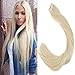 Produktbild LaaVoo Haarverlangerung Tape in Echthaar 100% Remy Human Hair Extensions 100GR/40PCS Extensions Echthaar Tape Gebleichtes Blond #613 14 Zoll/35cm