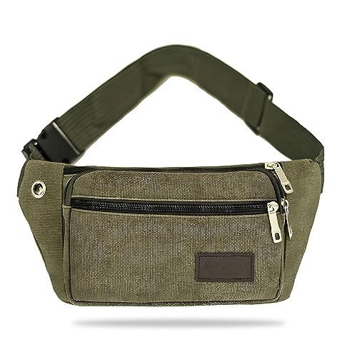 Image of Kraptick Premium Unisex Waist Bag for Men and Women - Stylish Fanny Pack, Hip Bag, Travel Money Belt (Canvas Green)