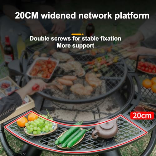 Ognisko, wielofunkcyjne palenisko zewnętrzne z osłoną przeciwdeszczową i obrotowym stojakiem na grilla o 360°, regulowany do ogrzewania, ogniska, piknika i dużych spotkań