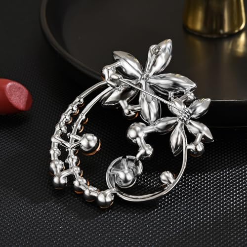 Image of Flower Brooch Pin - Rhinestone Flower Pin 18k Gold Plated - Thanksgiving Day, Birthday, Wedding Gifts for Mom, Wife