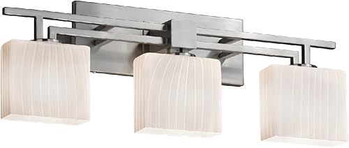 FSN-8703-55-RBON-NCKL-LED3-2100 Aero - Barra de baño con 3 luces LED rectangulares, níquel cepillado