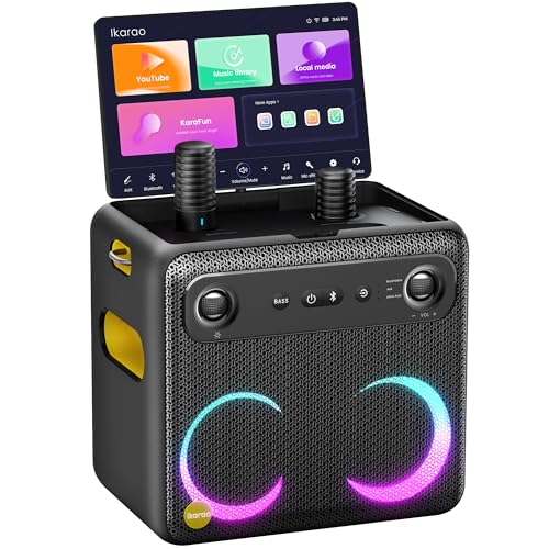 Karaoké Adulte avec Écran, Haut-Parleur Bluetooth Portable Karaoke pour Adultes avec 2...