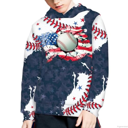 Image of WELLFLYHOM Boys Hooded Sweatshirts Hoodie Pullover Cool Graphic Crewneck Blouses Size 6-16