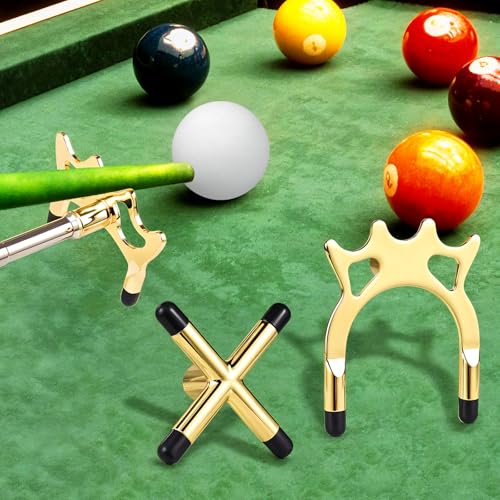 mekueeex Retractable Billiards Cue Bridge, Snooker Pool Cue Bridge Stick, Billiards Cue Rest with 3 Pieces Removable Brass Bridge Head, Billiards Table Accessories for Pool Table, Game, Competition