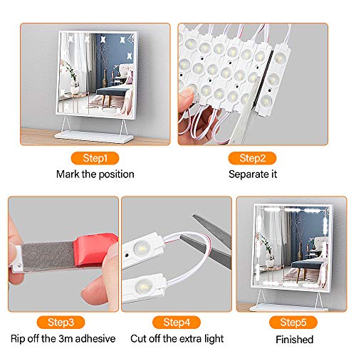 Led Vanity Mirror Lights - Hollywood Style 60 LED Vanity Make Up Light, Ultra Bright White LED Mirror Lights with Dimmable Touch Control for Makeup Vanity Table & Bathroom Mirror (Mirror Not Include)