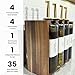 PEGSORIX The Oil Library | Glass Oil & Vinegar Bottles with 100% Acacia Wood Stand | 4 Containers, 5 Gold Nozzles & 35 Stain-Resistant Labels | Countertop Display Set