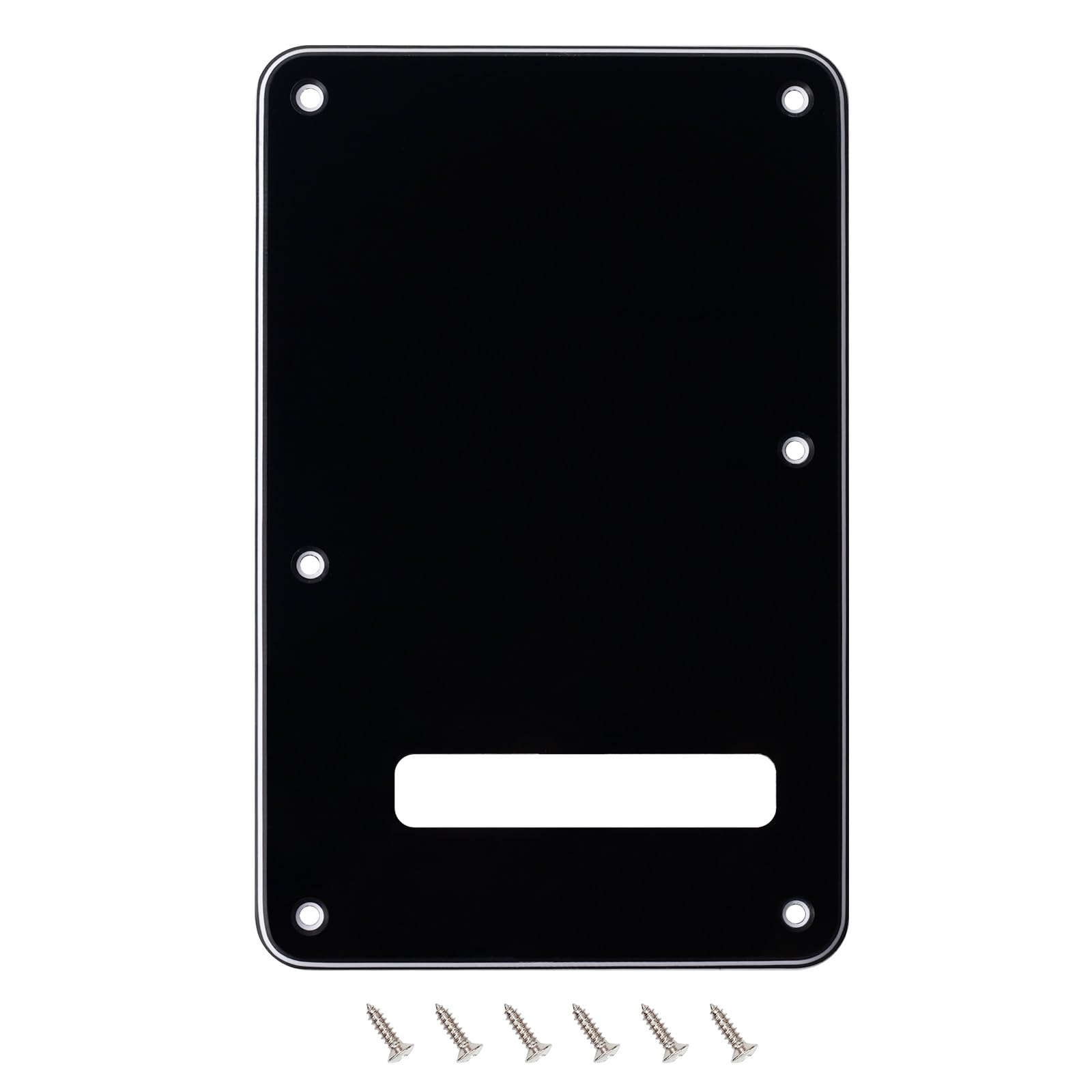 Banworks Electric Guitar 3 Ply Backplate 6-Hole Trem Tremolo Cover for USA/Mexican Standard Strat ST JT/HGB-01 Glossy Black