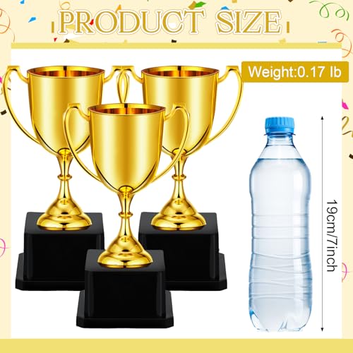 Ecation 18 Pcs 7 Inch Gold Trophy Award Gold Award Trophy Cup Employee Coworker Appreciation Gifts Golden Plastic for Thank You Teacher Nurse Volunteer Men Women Rewards Party(Classic)