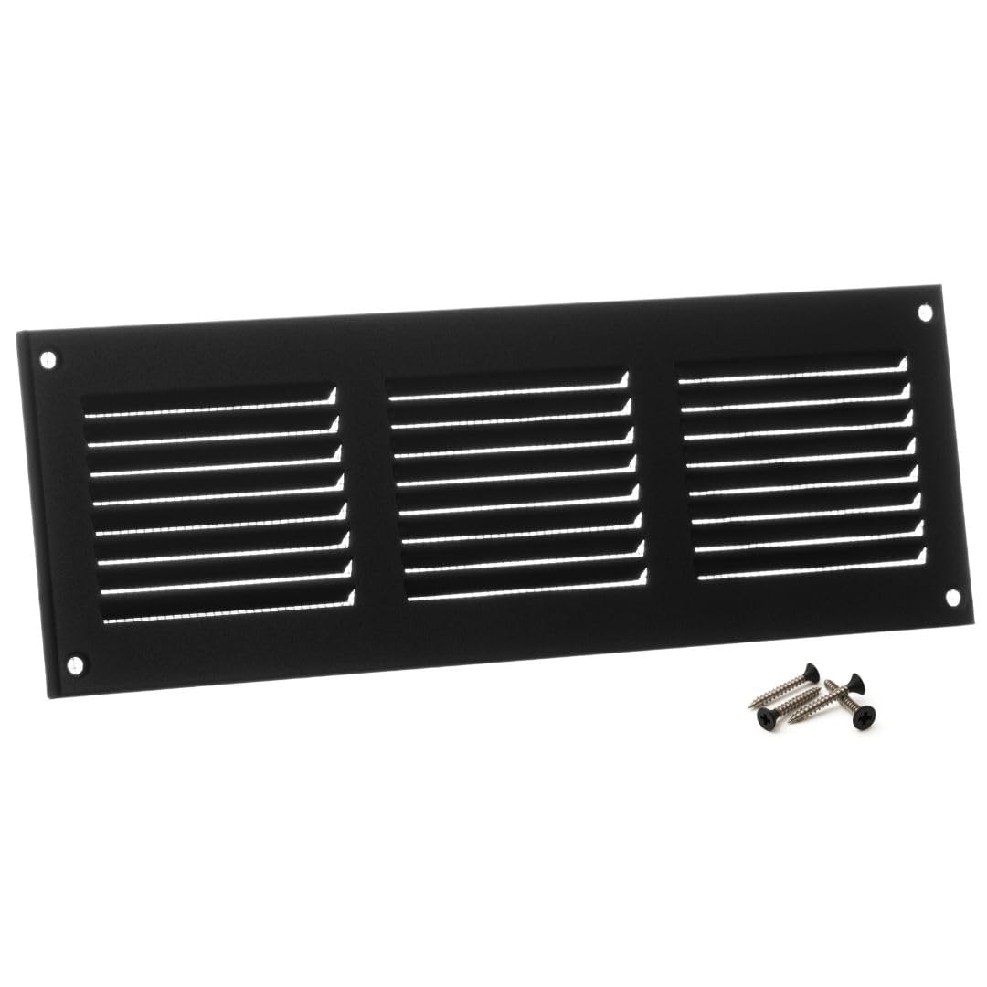 Steinberg14 Anthracite 300X100mm Metal Air Vent Cover With Insect Mesh - 12X4 Inch Ventilation Grille - Air Vent Register For Walls And Ceilings - Ventilation Cover For Outdoor And Indoor