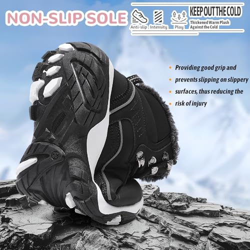 Littleplum Damen Winterstiefel Warm Gefüttert Trekking Schuhe Herbst Outdoor Schneestiefel Winterschuhe,Schwarz,41 EU
